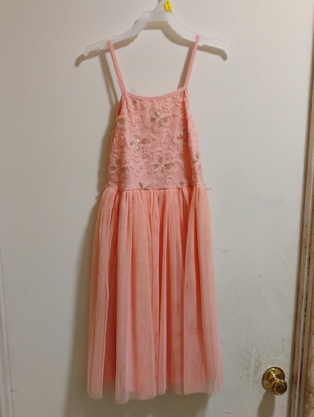 Pink Embellished Tulle Midi Dress